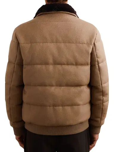 Reiss Men's Gerald Quilted Jacket - Light Brown - Size Large | Thumbnail 4