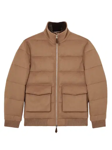 Reiss Men's Gerald Quilted Jacket - Light Brown - Size Large | Thumbnail 1