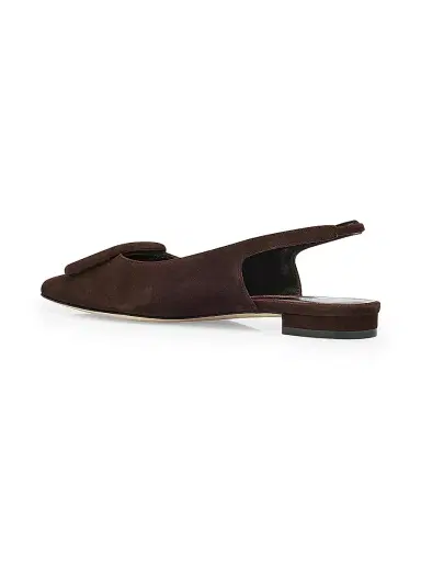 Manolo Blahnik Women's Maylura Suede Slingback Flats - Dark Brown - Size 6 | Thumbnail 3 Manolo Blahnik Women's Maylura Suede Slingback Flats - Dark Brown - Size 6 | Thumbnail 3