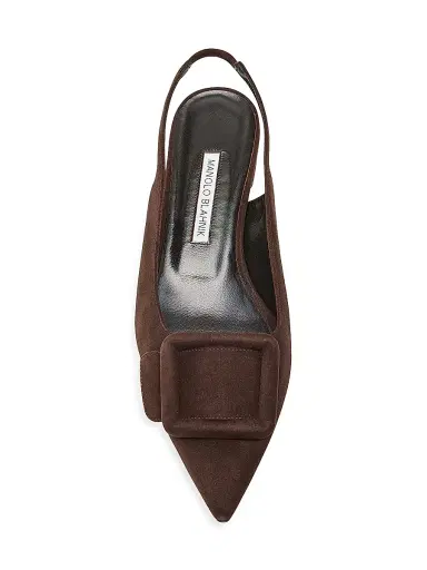 Manolo Blahnik Women's Maylura Suede Slingback Flats - Dark Brown - Size 6 | Thumbnail 4 Manolo Blahnik Women's Maylura Suede Slingback Flats - Dark Brown - Size 6 | Thumbnail 4