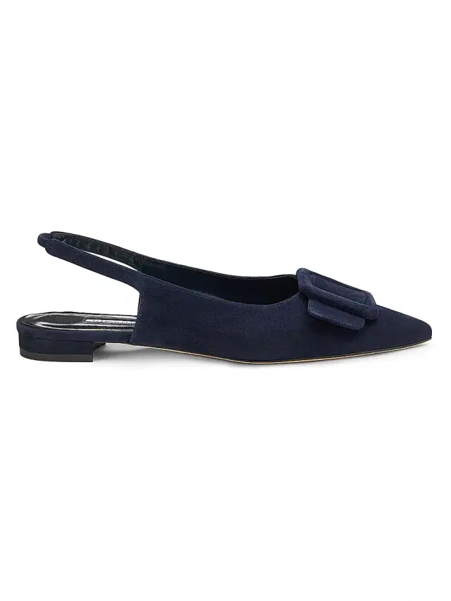 Manolo Blahnik Women's Maylura Suede Slingback Flats - Navy