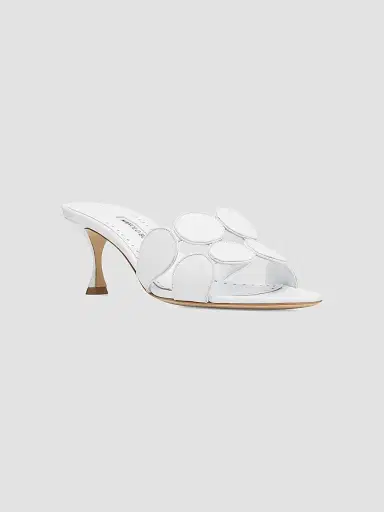 Manolo Blahnik Women's Haribalmu 50MM Leather Sandals - White - Size 12 | Thumbnail 3 Manolo Blahnik Women's Haribalmu 50MM Leather Sandals - White - Size 12 | Thumbnail 3