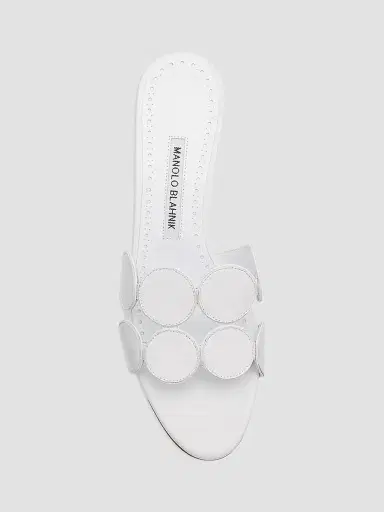Manolo Blahnik Women's Haribalmu 50MM Leather Sandals - White - Size 12 | Thumbnail 5 Manolo Blahnik Women's Haribalmu 50MM Leather Sandals - White - Size 12 | Thumbnail 5