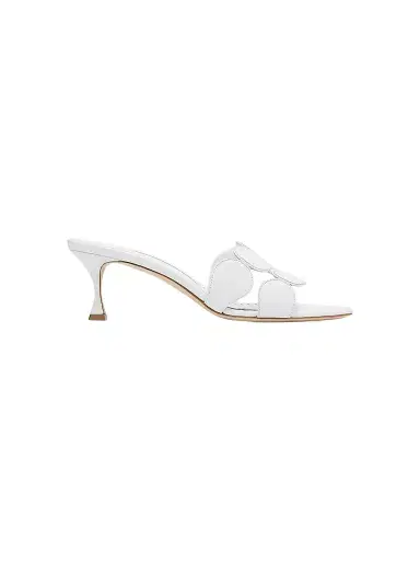 Manolo Blahnik Women's Haribalmu 50MM Leather Sandals - White - Size 12 | Thumbnail 1 Manolo Blahnik Women's Haribalmu 50MM Leather Sandals - White - Size 12 | Thumbnail 1