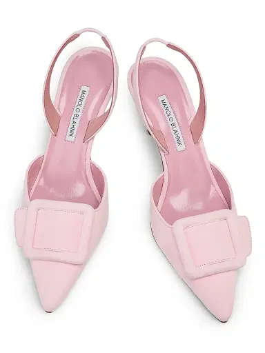 Manolo Blahnik Women's Maysli 70MM Suede Slingback Pumps - Light Pink | Thumbnail 4 Manolo Blahnik Women's Maysli 70MM Suede Slingback Pumps - Light Pink | Thumbnail 4