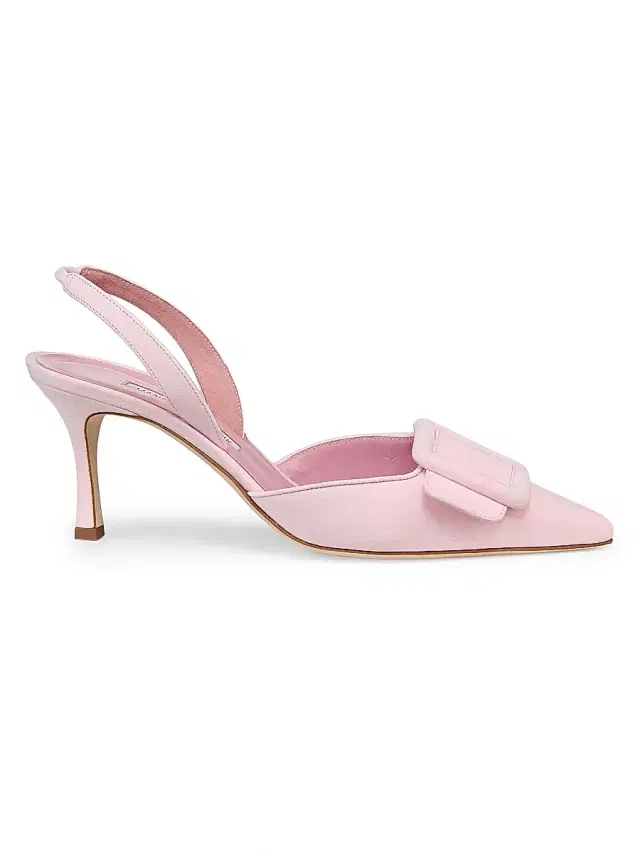 Manolo Blahnik Women's Maysli 70MM Suede Slingback Pumps - Light Pink