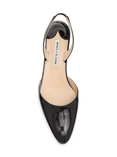 Manolo Blahnik Women's Aspro Patent Leather Slingback Pumps - Black - Size 5 | Thumbnail 5