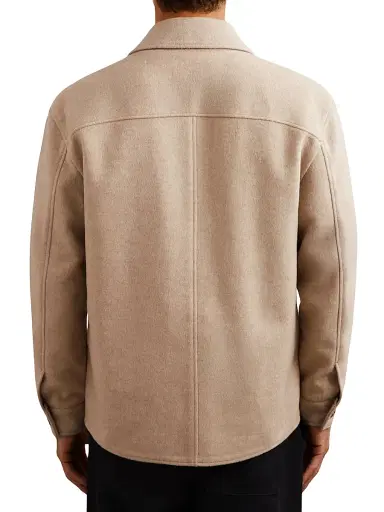 Reiss Men's Liam Wool-Blend Overshirt - Oatmeal Brown - Size Large | Thumbnail 4 Reiss Men's Liam Wool-Blend Overshirt - Oatmeal Brown - Size Large | Thumbnail 4