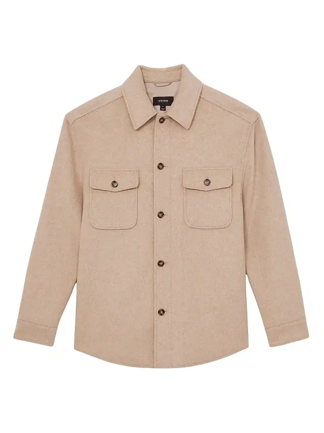 Reiss Men's Liam Wool-Blend Overshirt - Oatmeal Brown