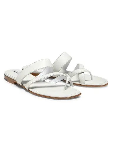 Manolo Blahnik Women's Susa Leather Thong Sandals - White - Size 7 | Thumbnail 2