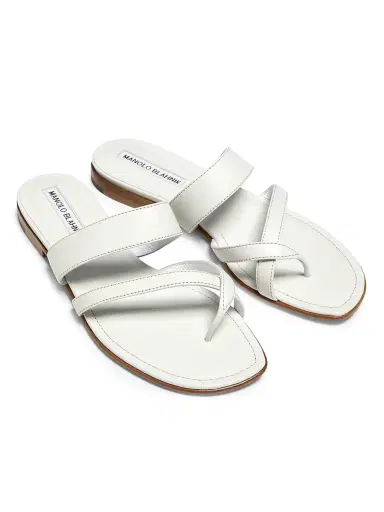Manolo Blahnik Women's Susa Leather Thong Sandals - White - Size 7 | Thumbnail 4