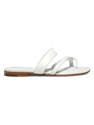 Manolo Blahnik Women's Susa Leather Thong Sandals - White - Size 7 | Thumbnail 1