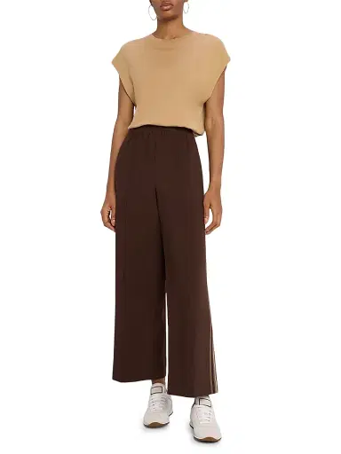 Reiss Women's Robyn Striped Wide-Leg Knit Pants - Chocolate | Thumbnail 2