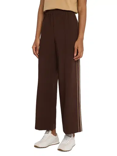 Reiss Women's Robyn Striped Wide-Leg Knit Pants - Chocolate | Thumbnail 3