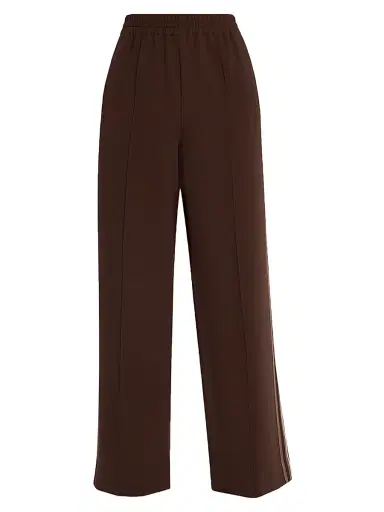 Reiss Women's Robyn Striped Wide-Leg Knit Pants - Chocolate | Thumbnail 1