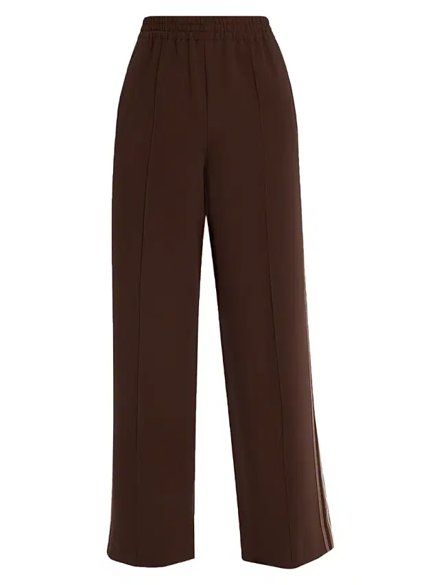 Reiss Women's Robyn Striped Wide-Leg Knit Pants - Chocolate