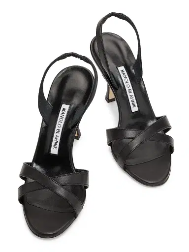 Manolo Blahnik Women's Callasli Leather Slingback Sandals - Black - Size 9.5 | Thumbnail 4