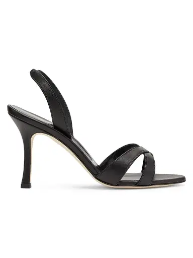 Manolo Blahnik Women's Callasli Leather Slingback Sandals - Black - Size 9.5 | Thumbnail 1