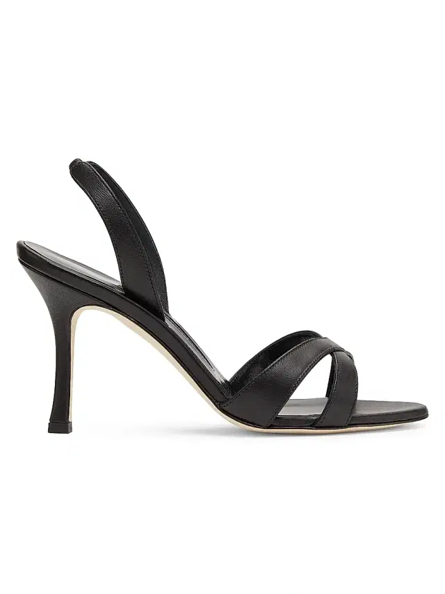 Manolo Blahnik Women's Callasli Leather Slingback Sandals - Black