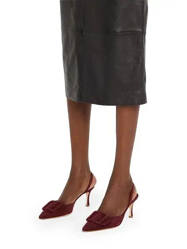 Manolo Blahnik Women's Maysli 70MM Suede Slingback Pumps | Thumbnail 2 Manolo Blahnik Women's Maysli 70MM Suede Slingback Pumps | Thumbnail 2