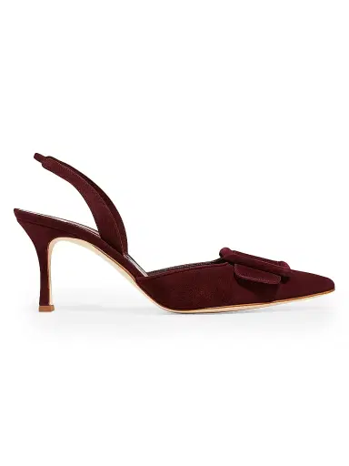 Manolo Blahnik Women's Maysli 70MM Suede Slingback Pumps | Thumbnail 1 Manolo Blahnik Women's Maysli 70MM Suede Slingback Pumps | Thumbnail 1