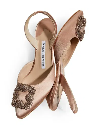Manolo Blahnik Women's Hangisli 50MM Jewel Buckle Satin Pumps - Light Pink - Size 5 | Thumbnail 4 Manolo Blahnik Women's Hangisli 50MM Jewel Buckle Satin Pumps - Light Pink - Size 5 | Thumbnail 4