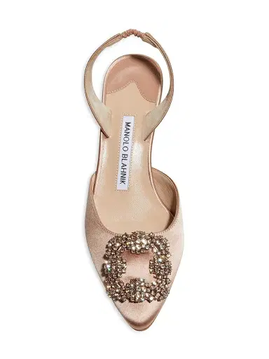 Manolo Blahnik Women's Hangisli 50MM Jewel Buckle Satin Pumps - Light Pink - Size 5 | Thumbnail 5 Manolo Blahnik Women's Hangisli 50MM Jewel Buckle Satin Pumps - Light Pink - Size 5 | Thumbnail 5
