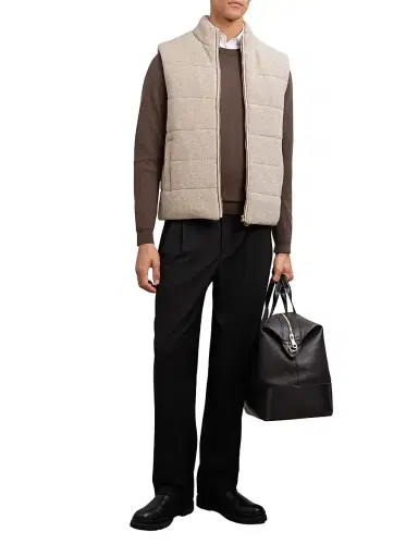 Reiss Men's Otley Rib-Knit Vest - Oatmeal - Size XL | Thumbnail 2