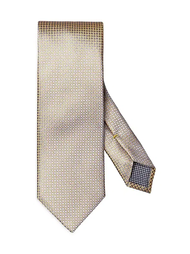 Eton Men's Micro Geometric Silk Tie - Yellow