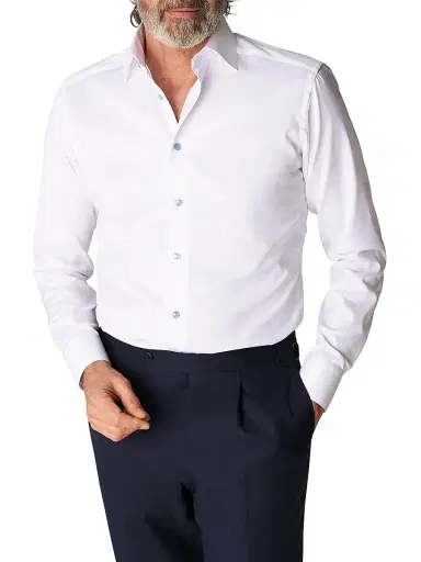 Eton Men's Slim-Fit Twill Shirt - White Blue | Thumbnail 2