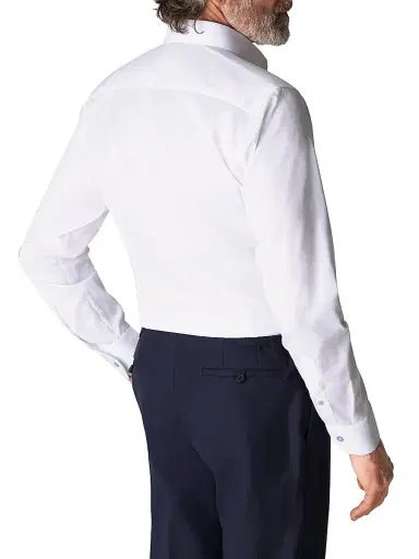 Eton Men's Slim-Fit Twill Shirt - White Blue | Thumbnail 3