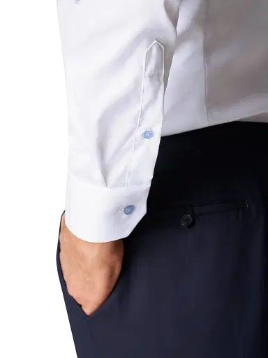 Eton Men's Slim-Fit Twill Shirt - White Blue | Thumbnail 4