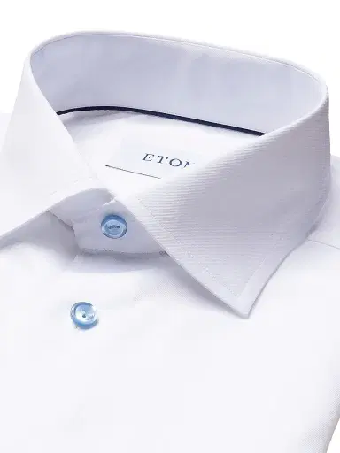Eton Men's Slim-Fit Twill Shirt - White Blue | Thumbnail 5