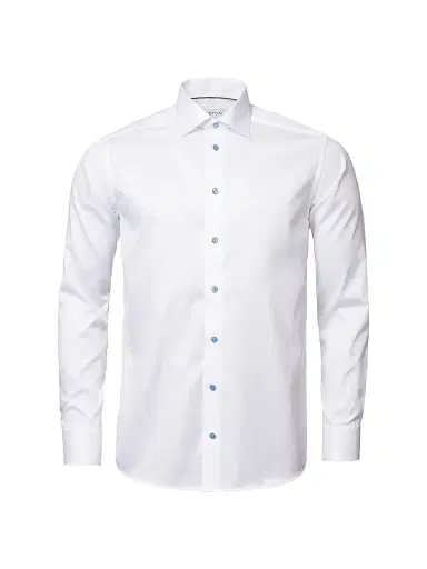 Eton Men's Slim-Fit Twill Shirt - White Blue | Thumbnail 1
