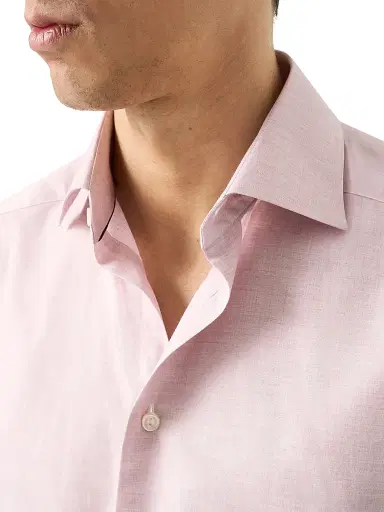 Eton Men's Slim-Fit Melange Solid Button-Front Shirt - Pink | Thumbnail 5 Eton Men's Slim-Fit Melange Solid Button-Front Shirt - Pink | Thumbnail 5