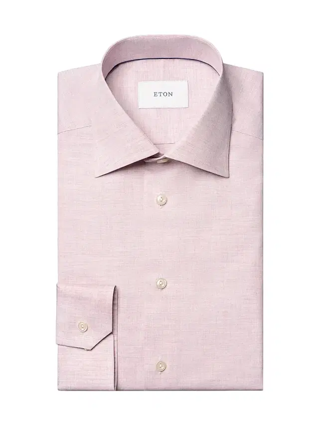 Eton Men's Slim-Fit Melange Solid Button-Front Shirt - Pink