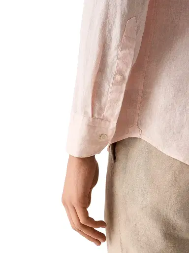 Eton Men's Slim-Fit Solid Linen Shirt - Pink | Thumbnail 4