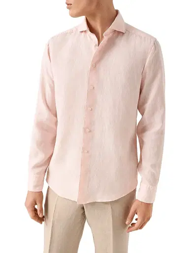 Eton Men's Slim-Fit Solid Linen Shirt - Pink | Thumbnail 1