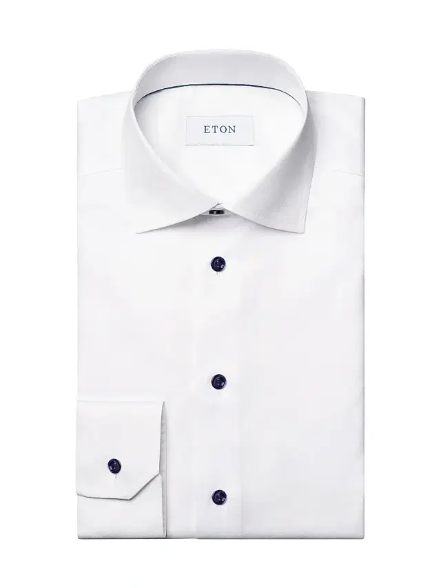 Men's Cotton-Twill Contemporary-Fit Dress Shirt - White Navy