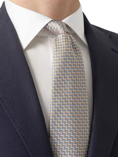 Eton Men's Geometric Woven Silk Tie | Thumbnail 2
