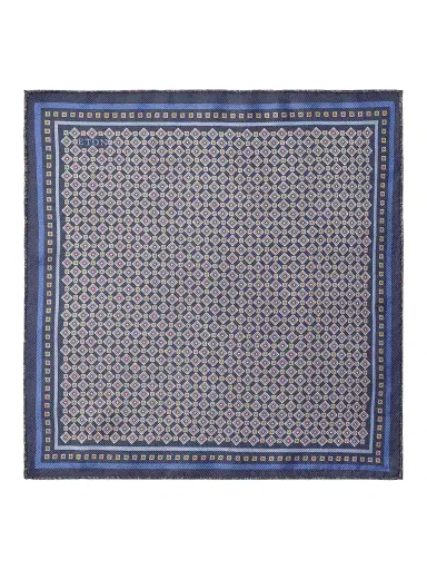 Eton Men's Medallion Double Print Silk Pocket Square | Thumbnail 2 Eton Men's Medallion Double Print Silk Pocket Square | Thumbnail 2