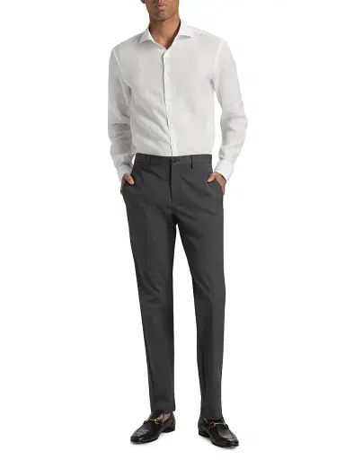 Canali Men's Linen Sport Shirt - White | Thumbnail 2