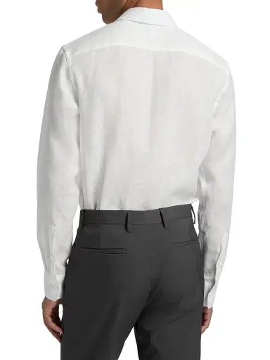 Canali Men's Linen Sport Shirt - White | Thumbnail 5