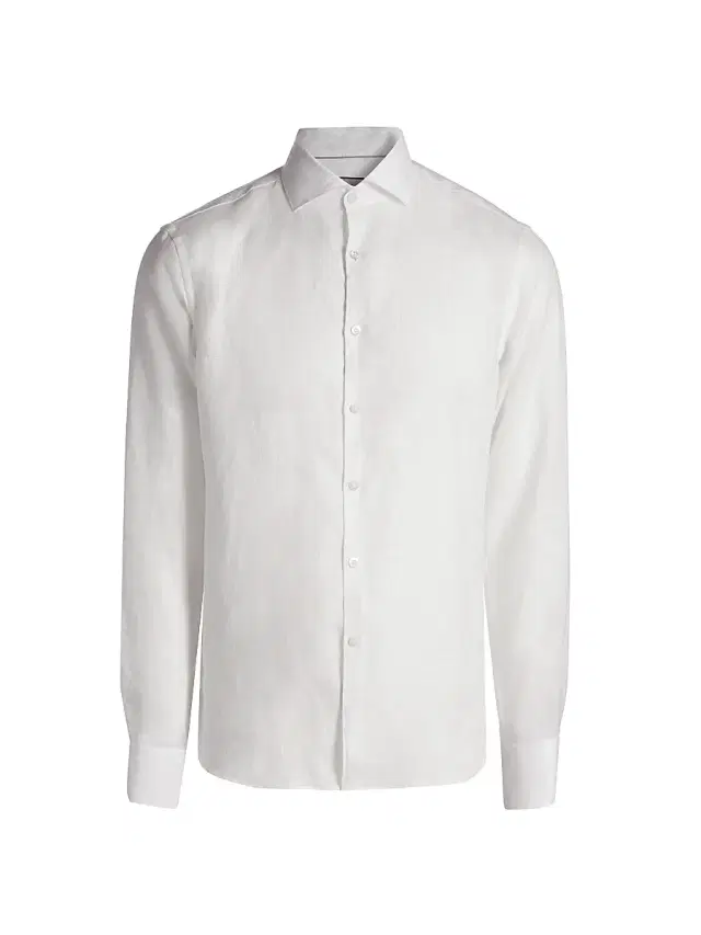 Canali Men's Linen Sport Shirt - White