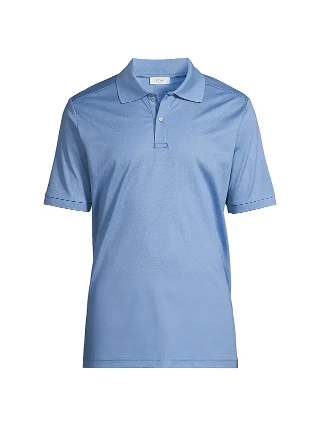Eton Men's Cotton Piqué Polo Shirt - Blue