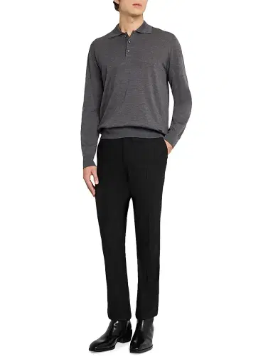 Eton Men's Merino Wool Polo Sweater - Dark Grey | Thumbnail 2 Eton Men's Merino Wool Polo Sweater - Dark Grey | Thumbnail 2