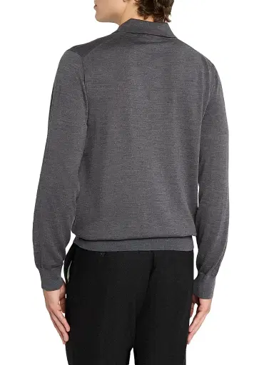 Eton Men's Merino Wool Polo Sweater - Dark Grey | Thumbnail 4 Eton Men's Merino Wool Polo Sweater - Dark Grey | Thumbnail 4