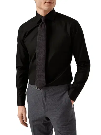 Eton Men's Slim-Fit Twill Dress Shirt - Black | Thumbnail 3 Eton Men's Slim-Fit Twill Dress Shirt - Black | Thumbnail 3
