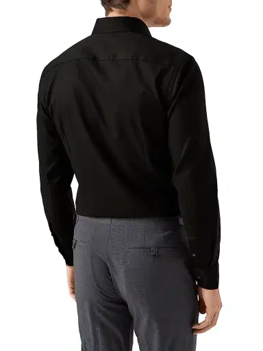 Eton Men's Slim-Fit Twill Dress Shirt - Black | Thumbnail 4 Eton Men's Slim-Fit Twill Dress Shirt - Black | Thumbnail 4