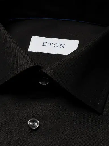 Eton Men's Slim-Fit Twill Dress Shirt - Black | Thumbnail 5 Eton Men's Slim-Fit Twill Dress Shirt - Black | Thumbnail 5